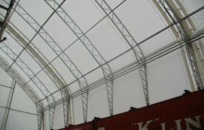 Dynamic_Structures_Britespan_Apex_interior_roof_joining_sea_can_found_Port_Coquitlam_BC